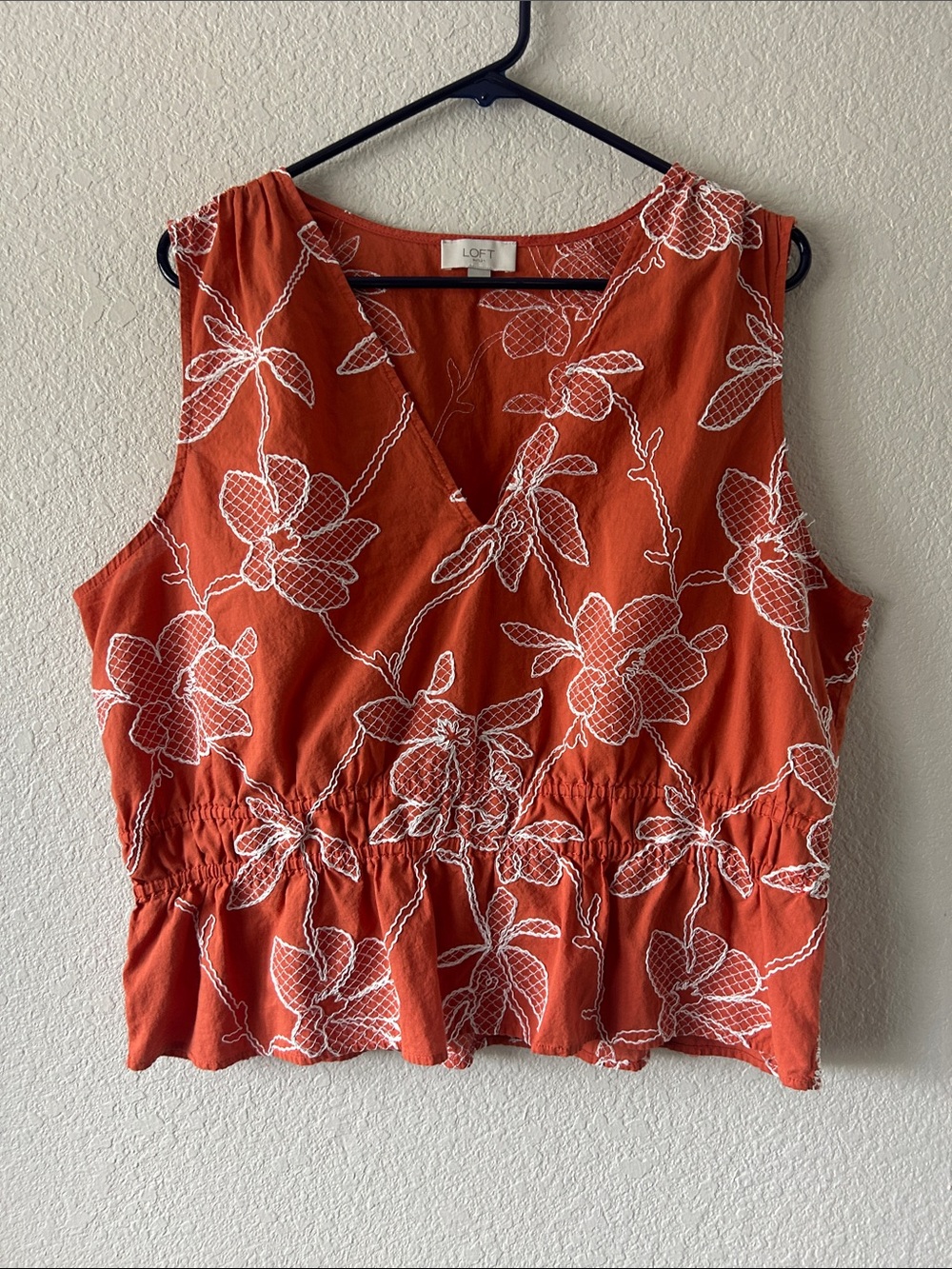 LOFT Rust Orange Floral Sleeveless V-Neck Camisole